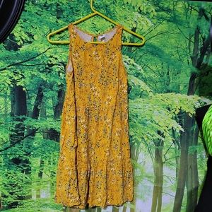 (3616) Old Navy,  Three Tiered,Dress, Size XS,  Mustard Yellow/blue flowers,